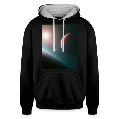 Deep Space Planet Horizon Art - Unisex Contrast Hoodie