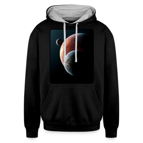 Three Planets Deep Space Design - Unisex Contrast Hoodie