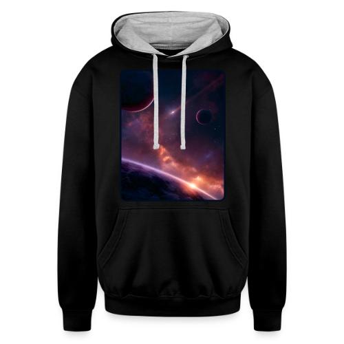 Cosmic Sunset Nebula Space Art - Unisex Contrast Hoodie