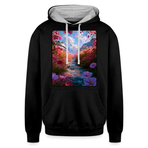 Dreamy Cosmos Valley Landscape Art - Unisex Contrast Hoodie