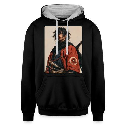 Young Samurai Warrior Portrait - Unisex Contrast Hoodie