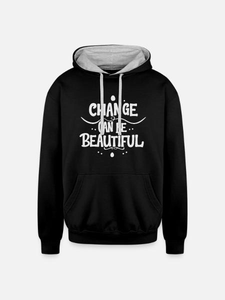 Change Can Be Beautiful - Unisex Contrast Hoodie - black/heather gray