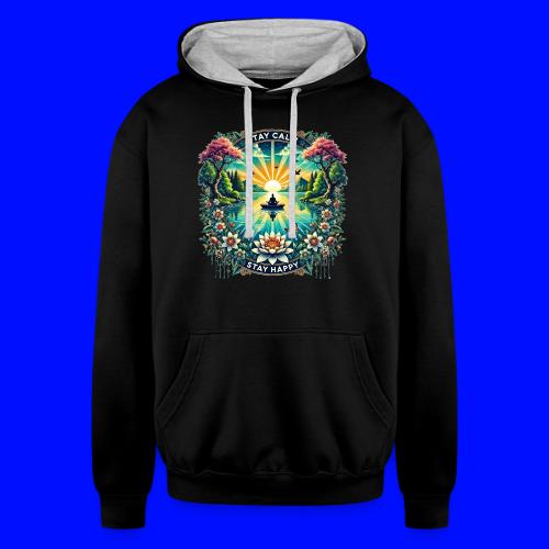 Stay calm Stay happy - Unisex Contrast Hoodie