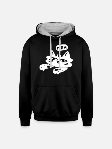 Meh - Unisex Contrast Hoodie - black/heather gray