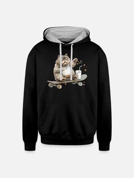 Funny Cat - Unisex Contrast Hoodie - black/heather gray