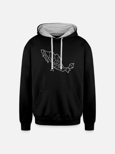Mexico White Polygon - Unisex Contrast Hoodie - black/heather gray