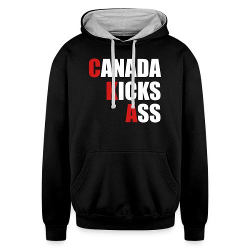 Canada Kicks Ass Vertical - Unisex Contrast Hoodie