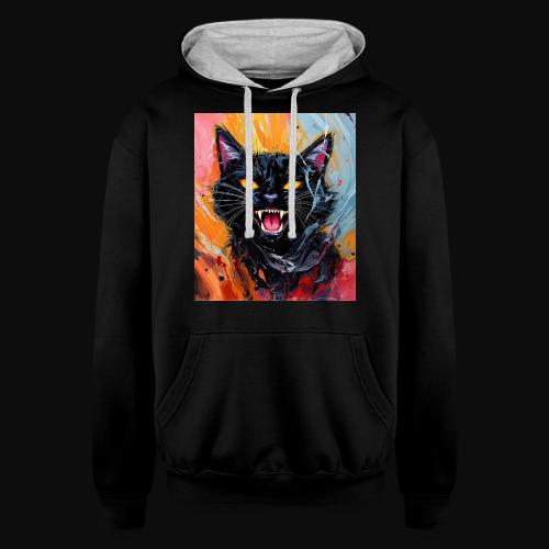 Black Cat Halloween - Unisex Contrast Hoodie