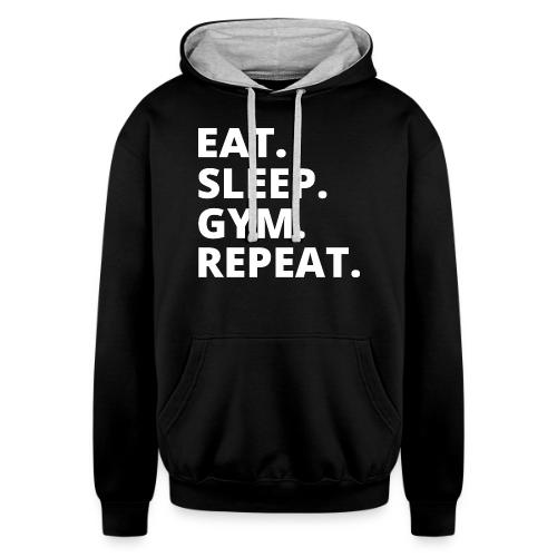 Eat Sleep Gym - Fitness Apparel & Workout Merch - Unisex Contrast Hoodie