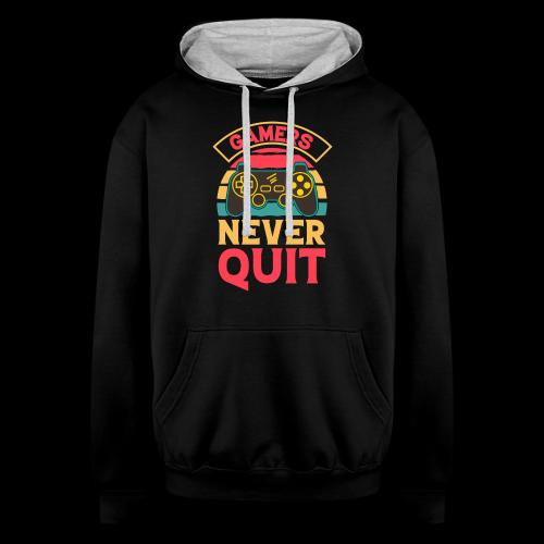 Gamers Never Quit Tee - Unisex Contrast Hoodie