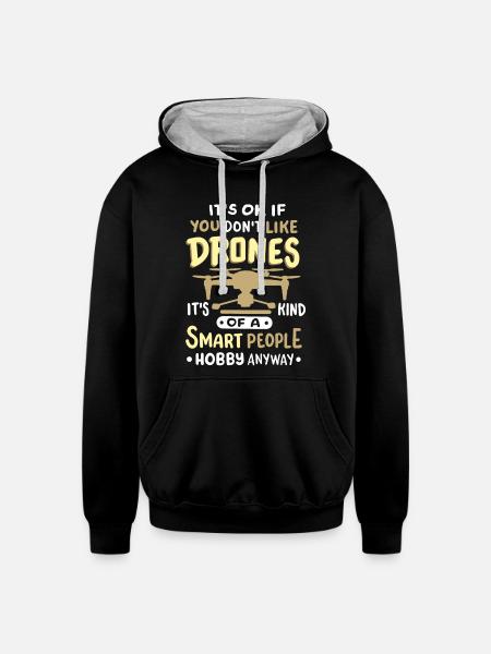 Drones Quadcopter RC Drone Pilot - Unisex Contrast Hoodie - black/heather gray
