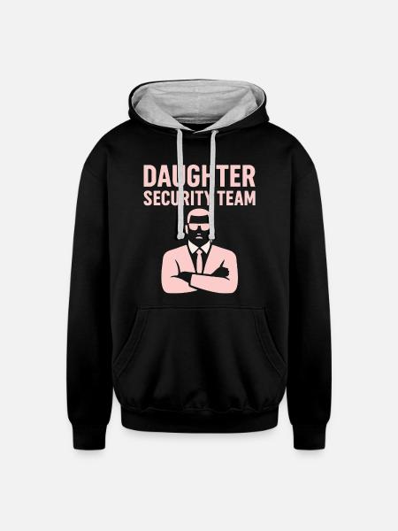Daughter Security Team - Father Bodyguard - Unisex Contrast Hoodie - black/heather gray
