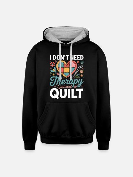 Therapy Quilt Heart Patch - Unisex Contrast Hoodie - black/heather gray