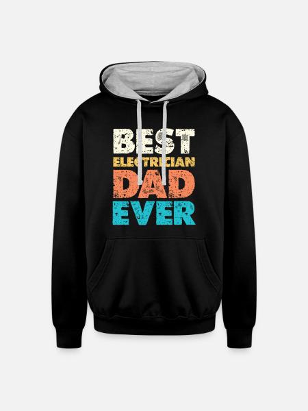 Best Electrician Dad Ever - Unisex Contrast Hoodie - black/heather gray