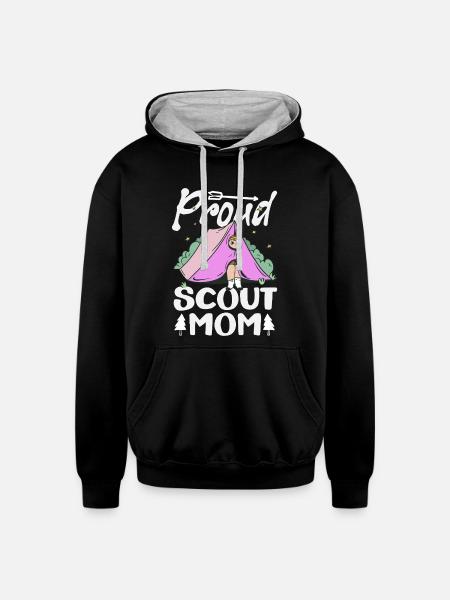Proud Scout Mom Scouting Mother Camp - Unisex Contrast Hoodie - black/heather gray