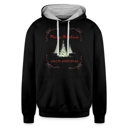 Beautiful Green Christmas Tree Graphic - Unisex Contrast Hoodie
