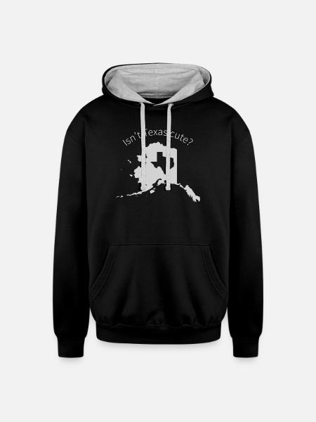 Alaska Is Bigger Than Texas, Isn't Texas Cute? - Unisex Contrast Hoodie - black/heather gray