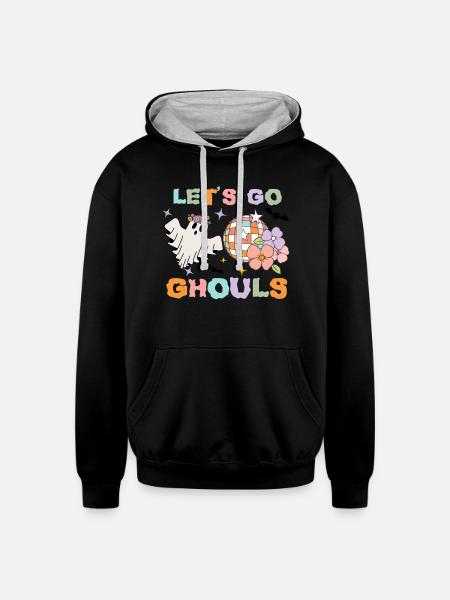 LET S GO GHOULS - Unisex Contrast Hoodie - black/heather gray