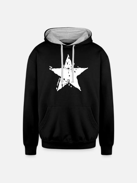 star design - Unisex Contrast Hoodie - black/heather gray