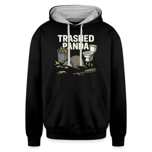 Trashed Panda – Funny Drunk Raccoon Cartoon - Unisex Contrast Hoodie