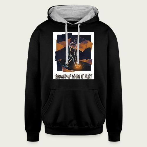 Recovery Mantra Showed up when it hurt - Unisex Contrast Hoodie