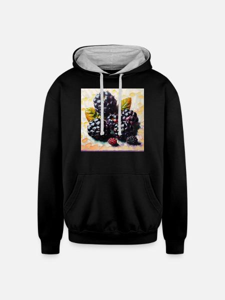 Big or berries? - Unisex Contrast Hoodie - black/heather gray