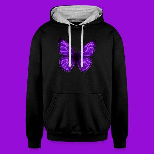 Neon Purple Butterfly - Unisex Contrast Hoodie