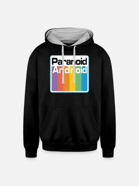 paranoid android - Unisex Contrast Hoodie - black/heather gray