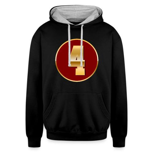 Number 4 in Gold Varsity Font - Unisex Contrast Hoodie