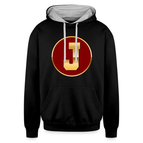 Letter J – Capital Varsity Alphabet Monogram - Unisex Contrast Hoodie