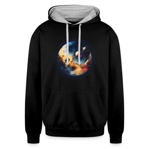 Chaotic Color Planets - Unisex Contrast Hoodie