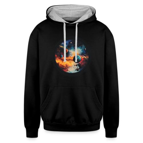 Cosmic Brush Planets - Unisex Contrast Hoodie
