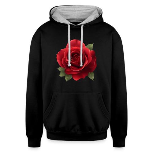 Rose: Crimson Bloom Elegance - Unisex Contrast Hoodie