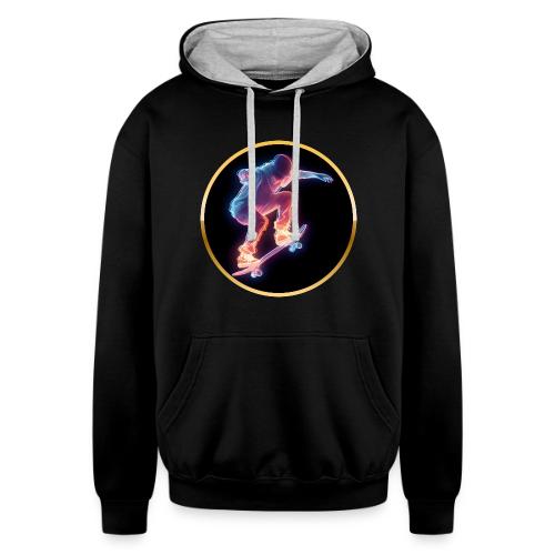 Skateboarding: Neon Skate Orbit - Unisex Contrast Hoodie