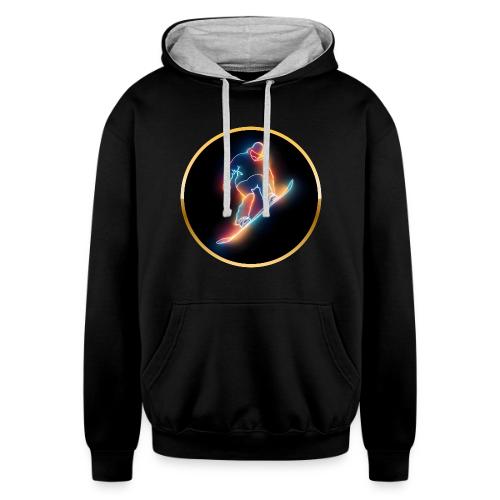 Golden Neon Snowboard - Unisex Contrast Hoodie