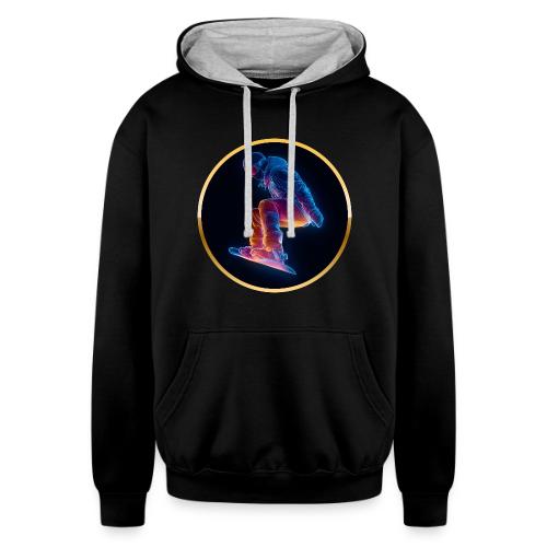 Snowboarding: Arctic Neon Leap - Unisex Contrast Hoodie