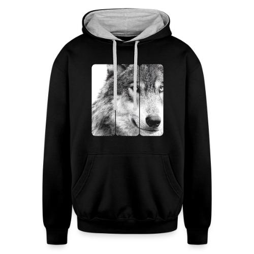 Wolf Face Triptych: Silent Alpha - Unisex Contrast Hoodie