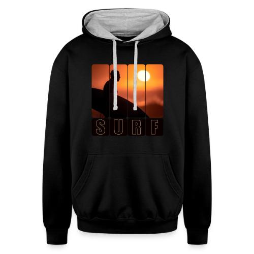 Surfing: Sunset Surf Panels - Unisex Contrast Hoodie