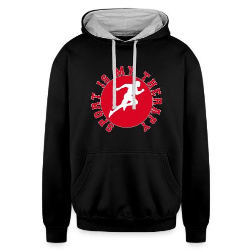 Sport Is My Therapy – Running Motivation Badge - Unisex Contrast Hoodie
