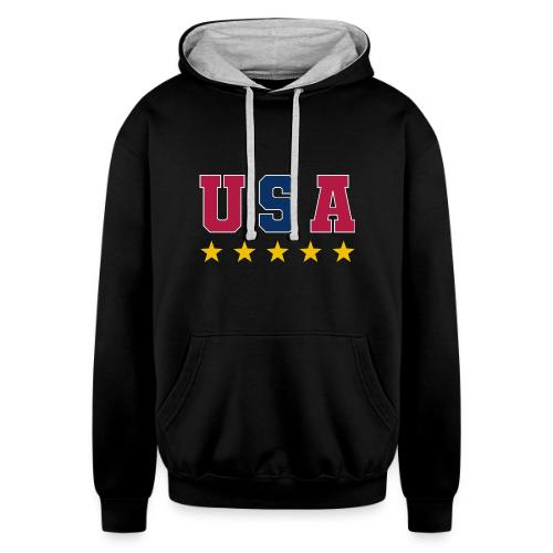 USA Varsity Stars - Unisex Contrast Hoodie