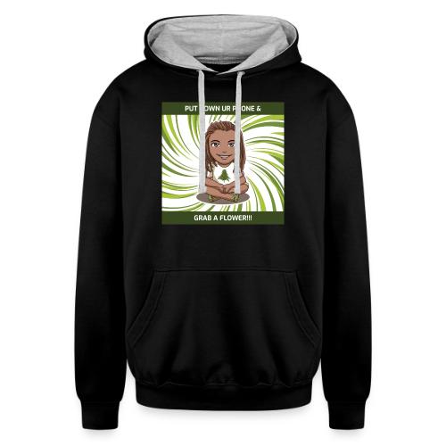 Put down ur Phone Grab a Flower 4 - Unisex Contrast Hoodie