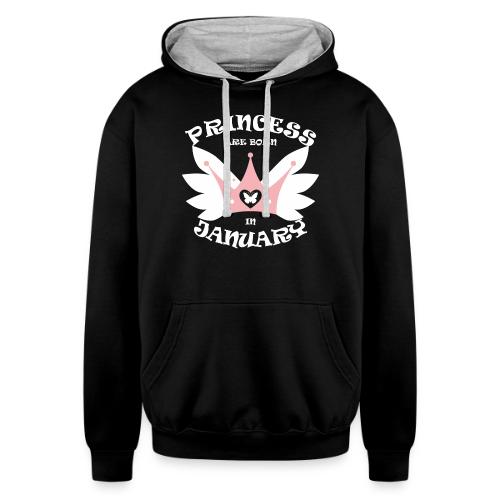 Princess Are Born In January - Unisex Contrast Hoodie
