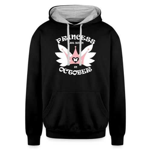 Princess Are Born In October - Unisex Contrast Hoodie