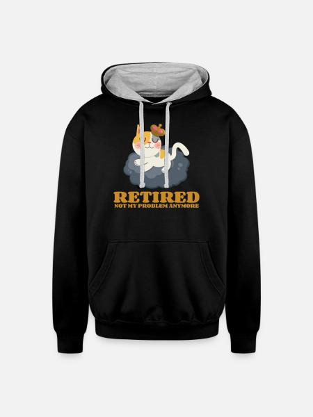 Cat King Queen - Unisex Contrast Hoodie - black/heather gray