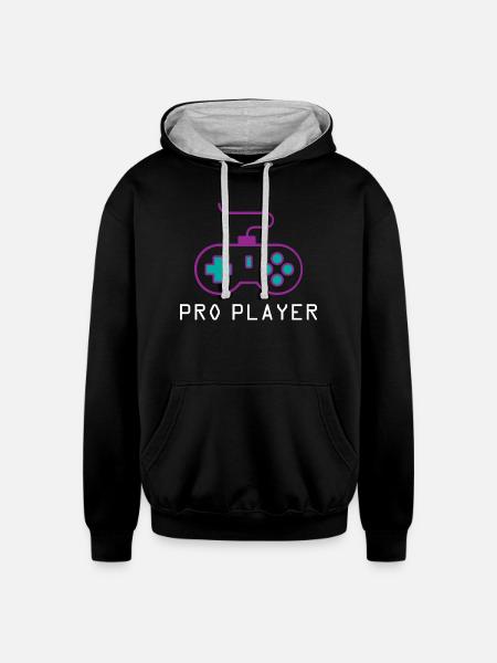 Pro Player Gamer - Unisex Contrast Hoodie - black/heather gray
