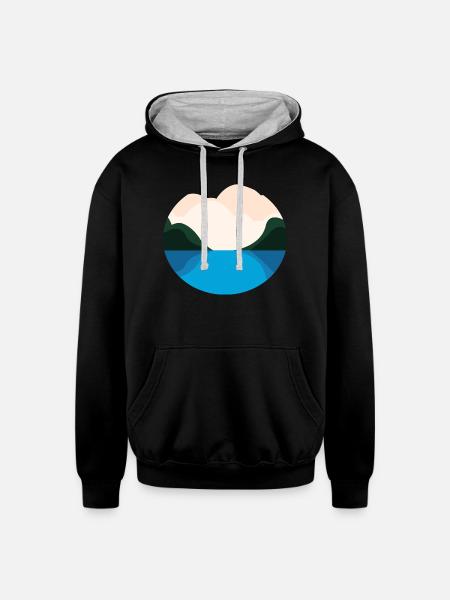 Lake Landscape - Unisex Contrast Hoodie - black/heather gray