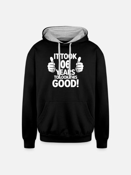 Six Years of Wellbeing Celebration - Unisex Contrast Hoodie - black/heather gray