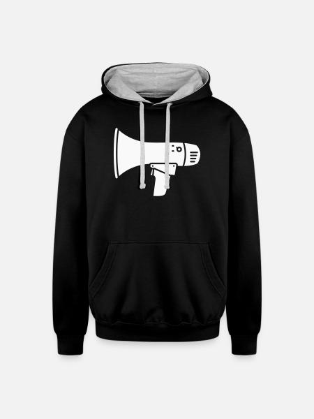Megaphone Protest Internet Shout - Unisex Contrast Hoodie - black/heather gray