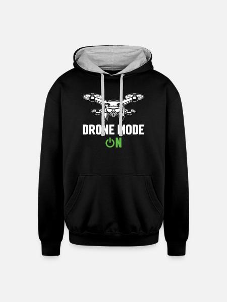 Drone Mode: On - Unisex Contrast Hoodie - black/heather gray