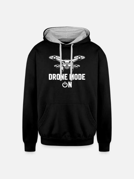 Drone Mode: On - Unisex Contrast Hoodie - black/heather gray